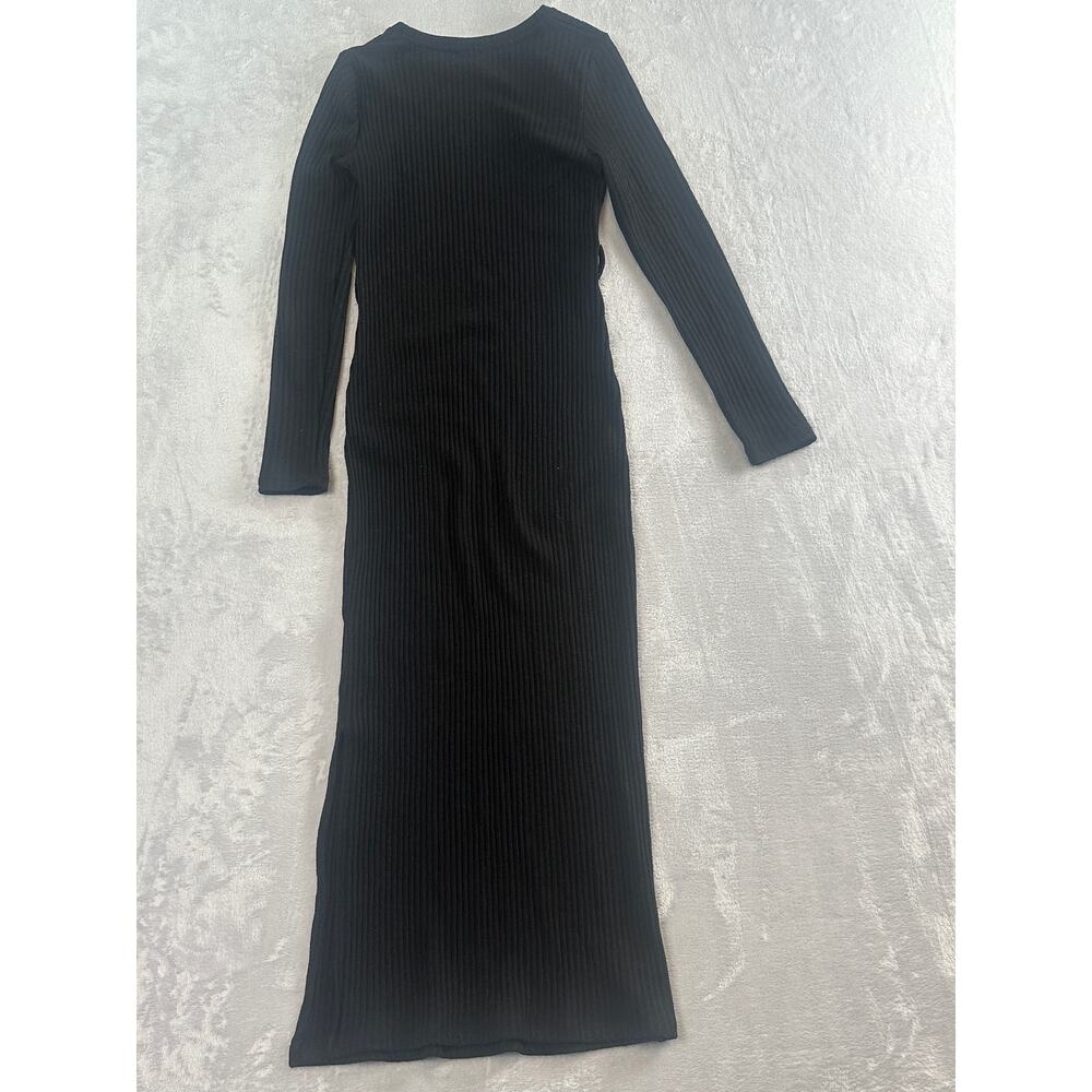 Topshop Black Ribbed Bodycon Maxi Dress - Size 6 - Picture 6 of 6